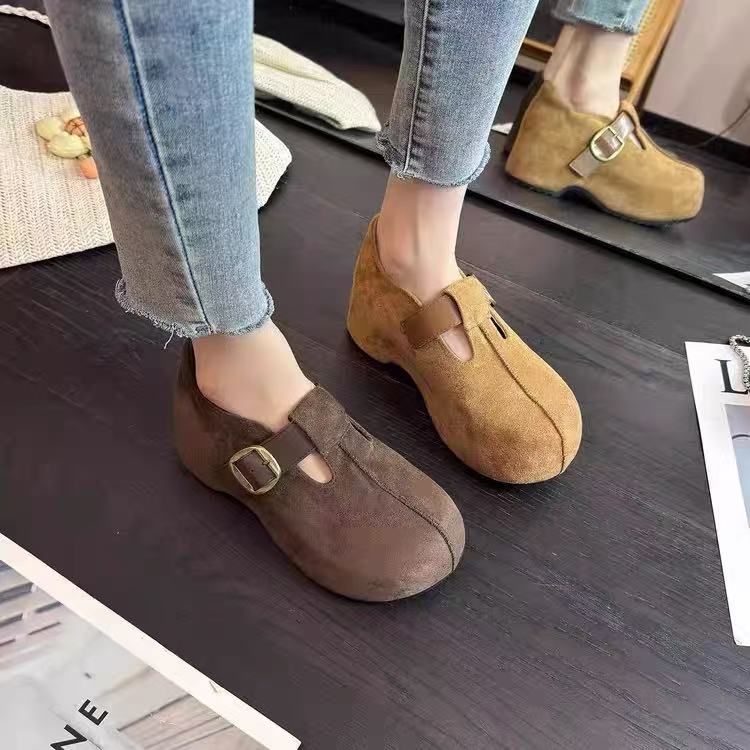 秋冬休闲款法式女新款百搭软底豆豆博肯鞋T66