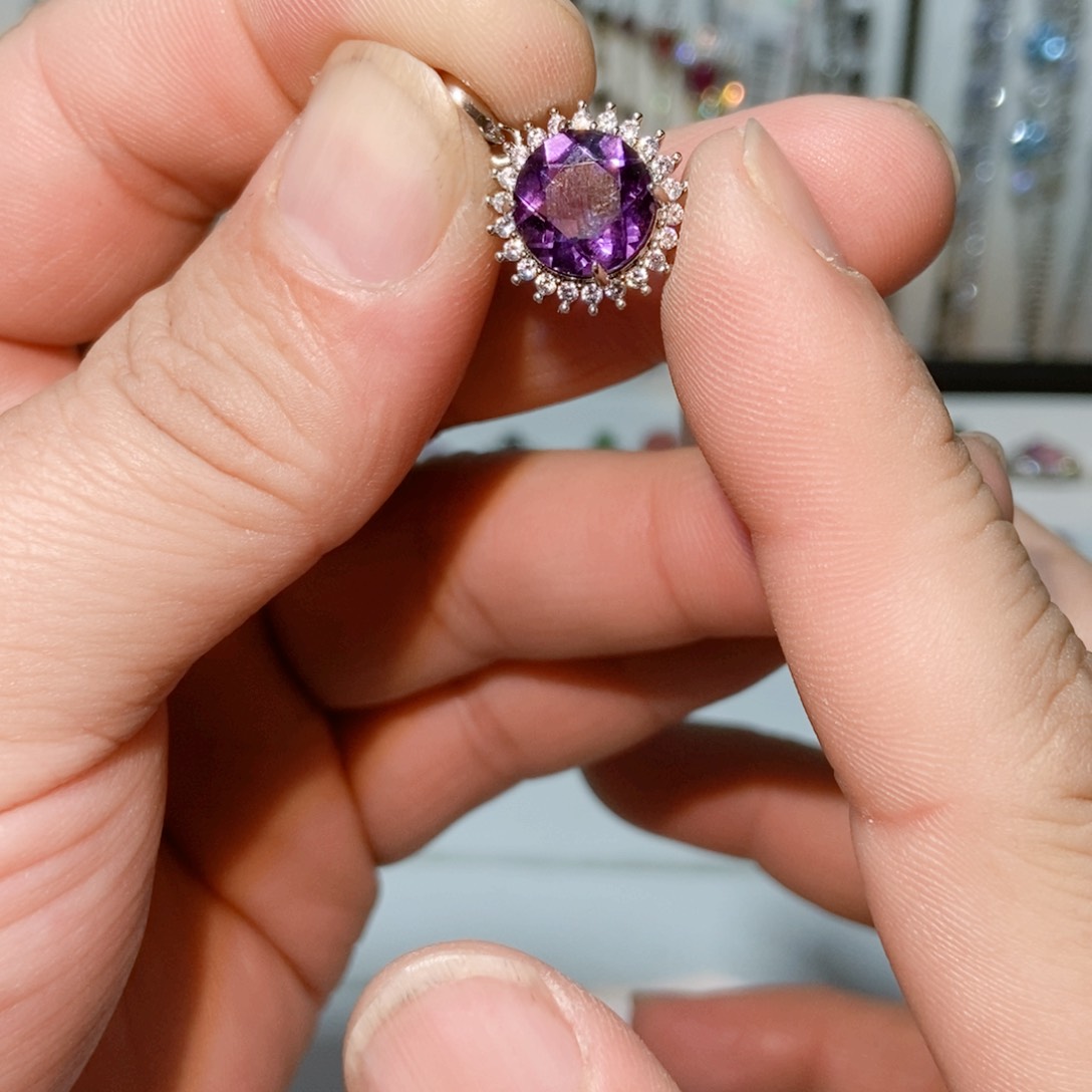 绿水晶戒指银S925镶嵌