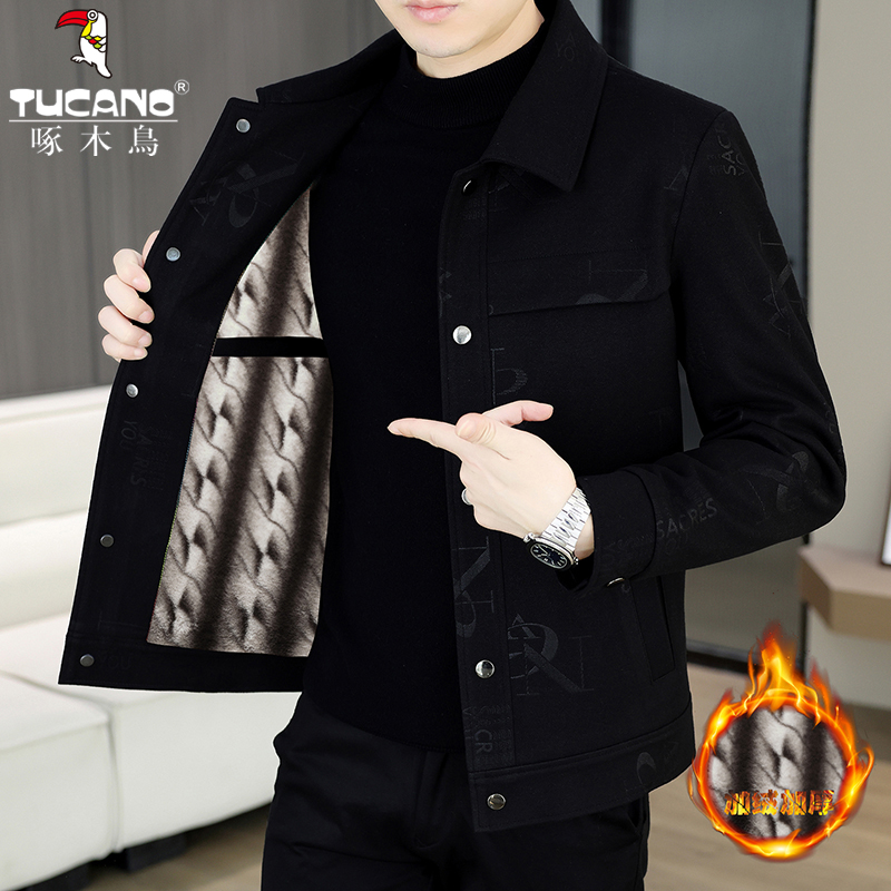 TUCANO/啄木鳥【保暖好物】秋冬新款时尚提花翻领帅夹克休闲男外套