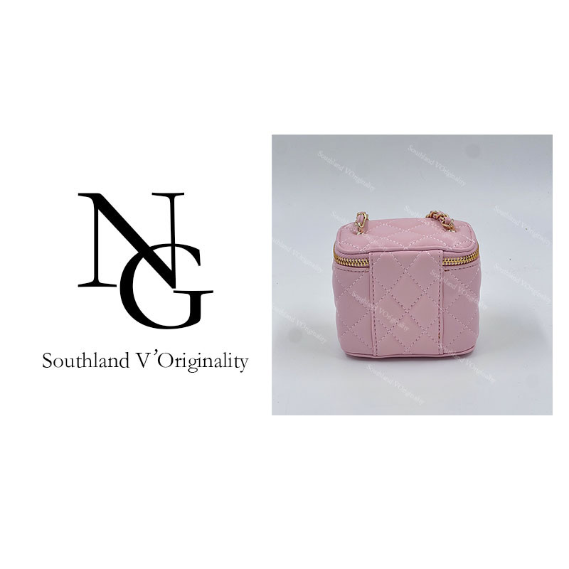 NG/12CM原创私定真皮包1175-爱心细链小废盒香-粉