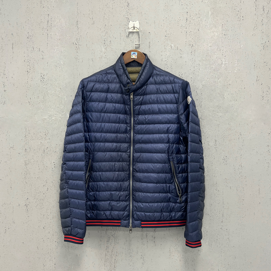 未使用 MONCLER/蒙口 moncler蒙口藏青色针织拼接薄款羽绒服4码