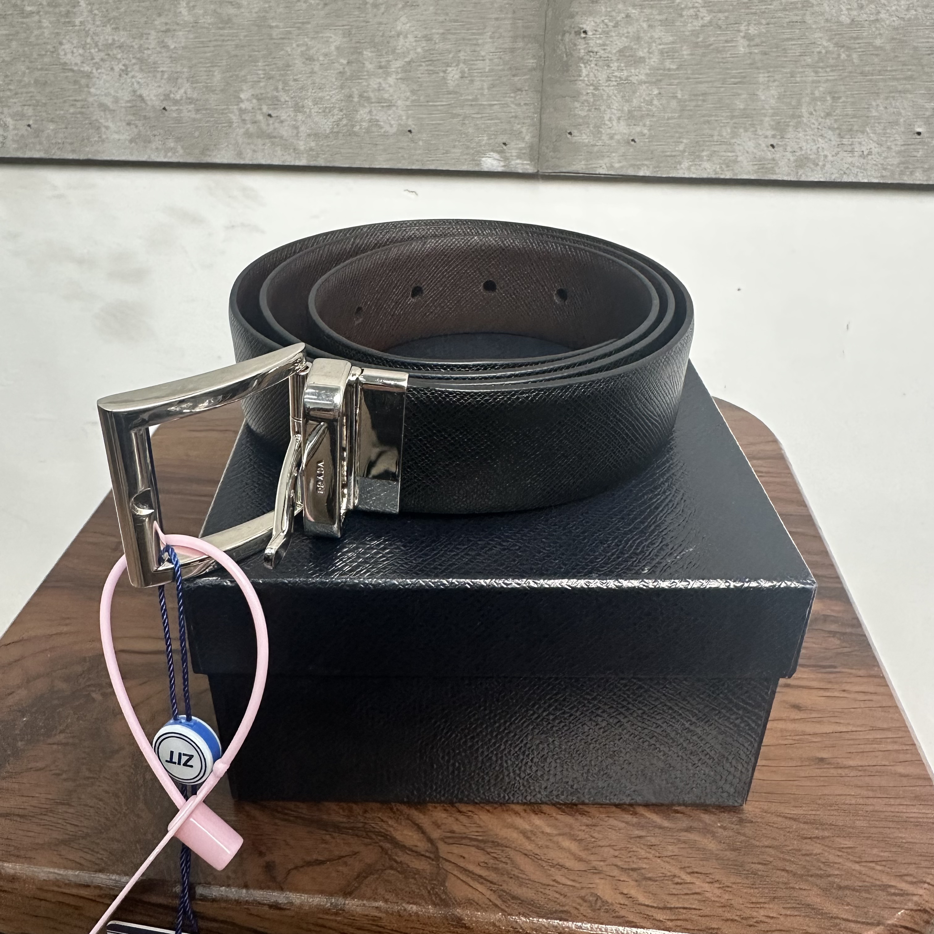 未使用 Prada/普拉达 全新未使用/黑色牛皮皮带/12563/JP