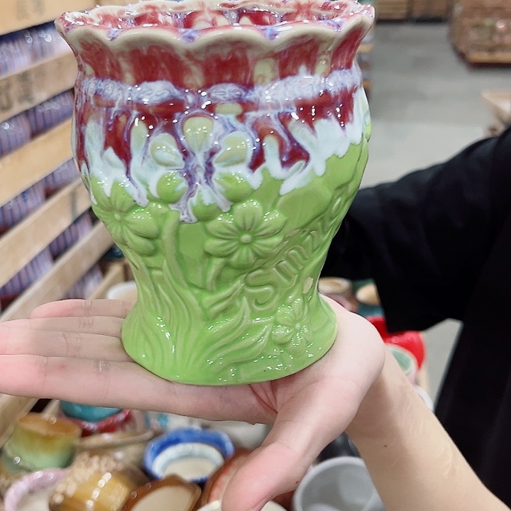 有孔.凑单10元陶瓷花盆发货！