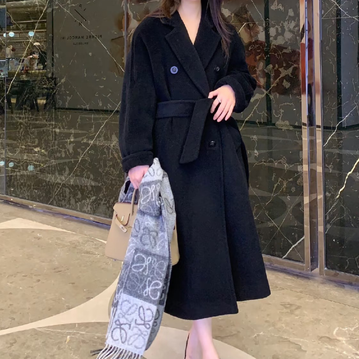 99新 MaxMara 34码 Maxmara 黑色101801大衣 全新 sz0027