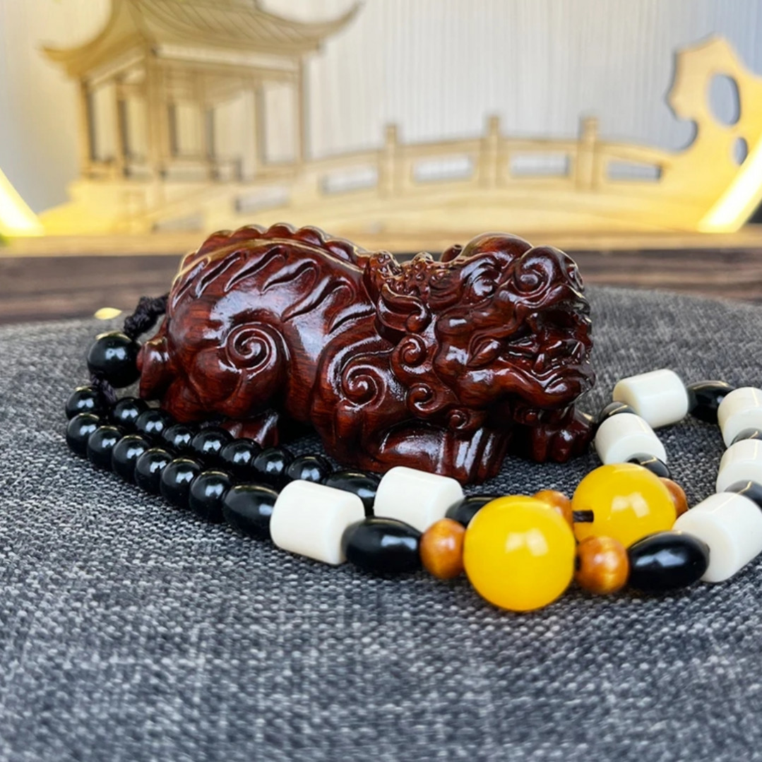 小叶紫檀貔貅手把件-无礼盒-32324