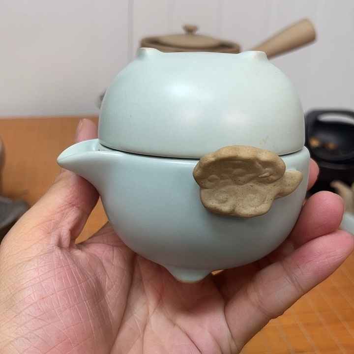 瓷片老段烧茶器茶具！茶壶