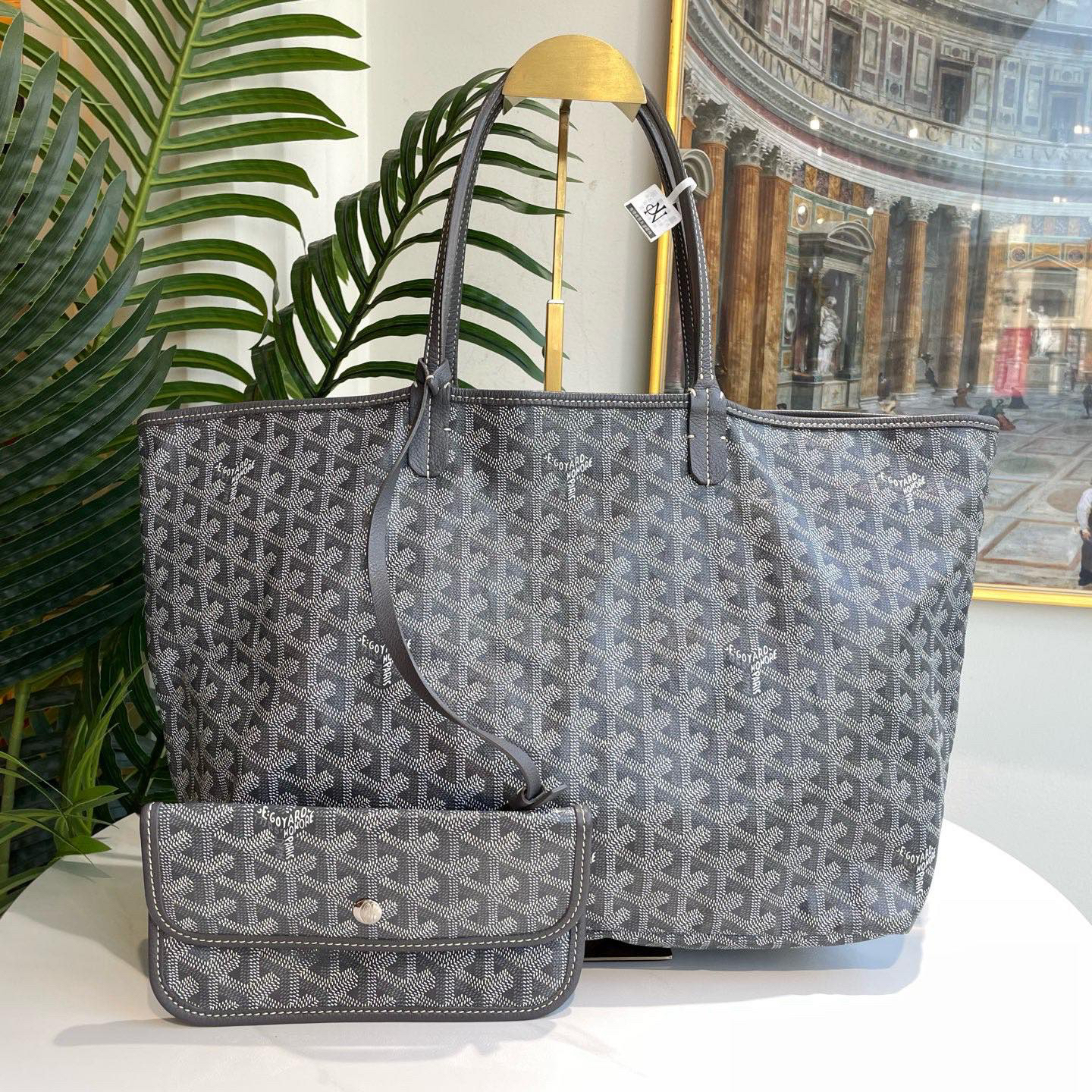 95新 Goyard 多宝二奢/75428/灰色购物袋中号 子母