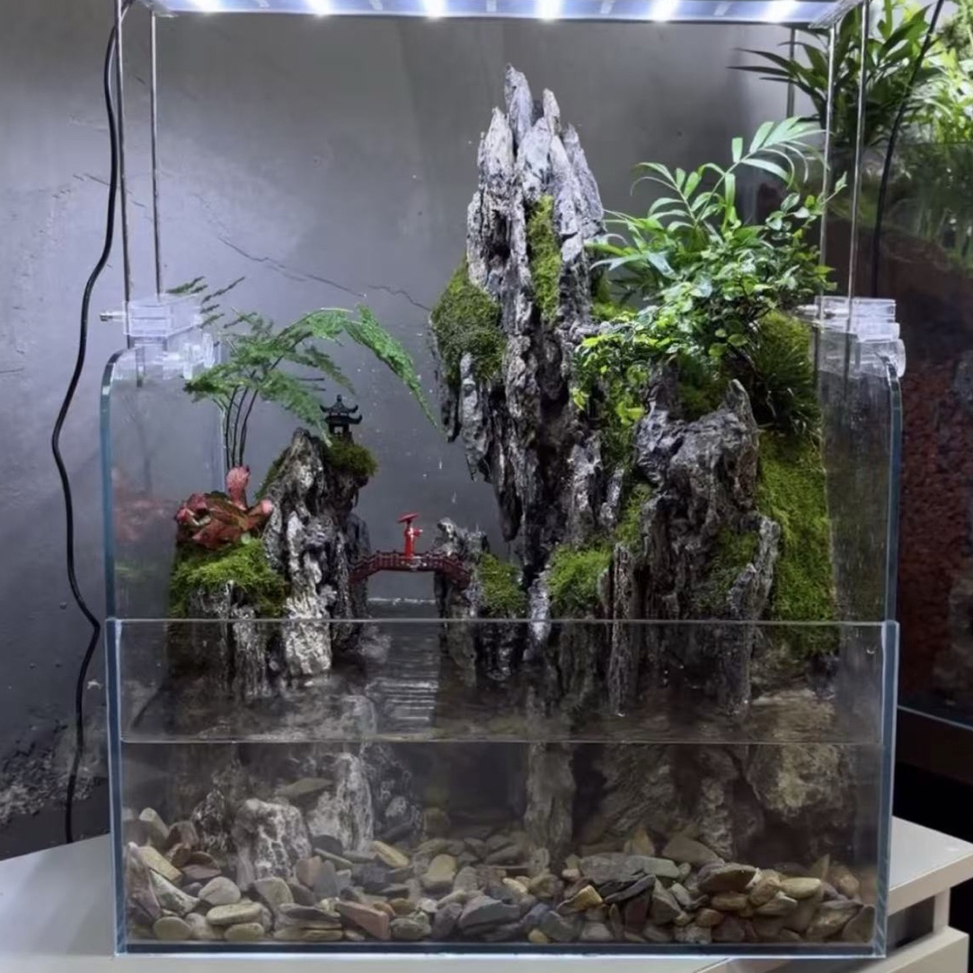 45*35*35定制款高缸水陆景观养鱼桌面景观懒人景观带过滤器带雾化