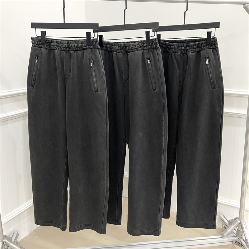 【清货价】重磅纯棉美式弯刀450g加厚洗水做旧宽松直筒休闲卫裤长裤