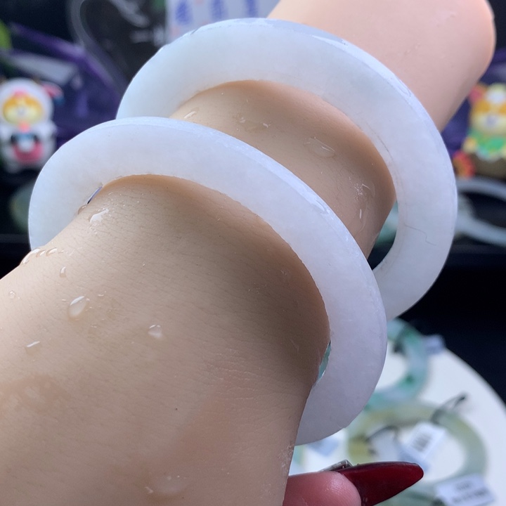 定制翡翠叮当镯未镶嵌白月光