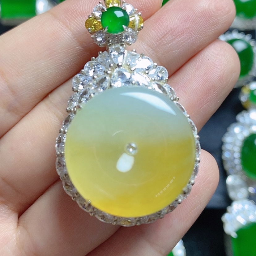 【闪购商品】翡翠挂件银S925镶嵌平安扣