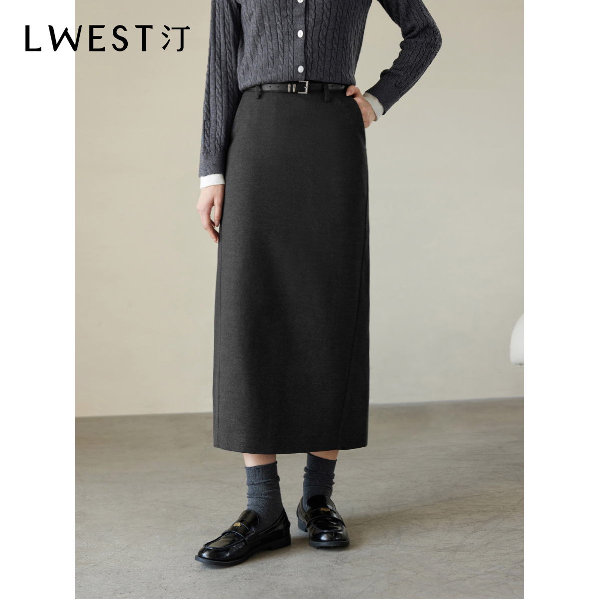 【小北专属】朗文斯汀简约通勤高腰直筒半身裙DTYQ4509C07448