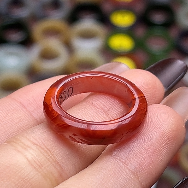 向***猫南红玛瑙未镶嵌戒指16.2