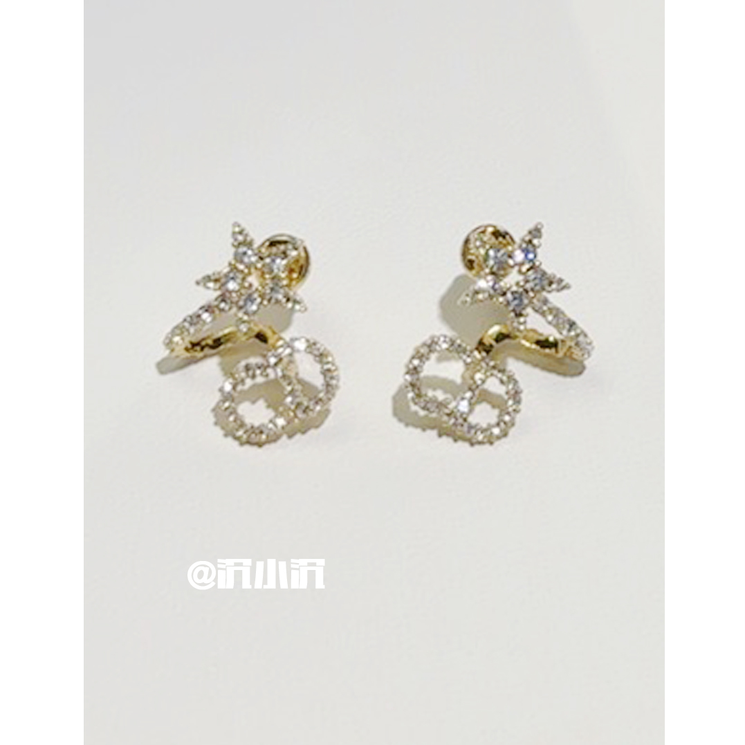 铜合金耳饰 【金色星星字母耳环D57】高版本时尚轻奢高级气质耳环