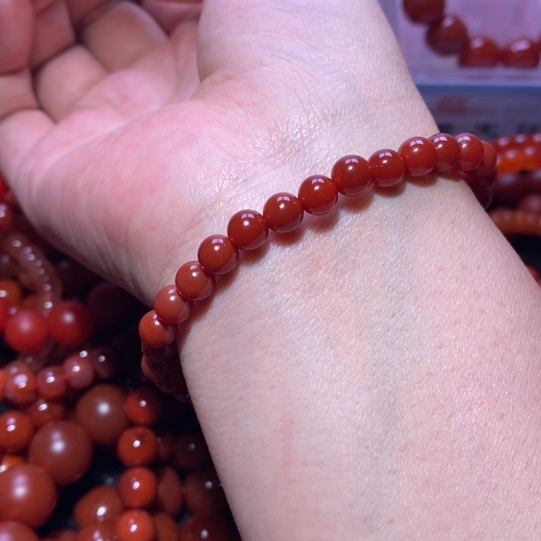 南红玛瑙未镶嵌手链卡6.0