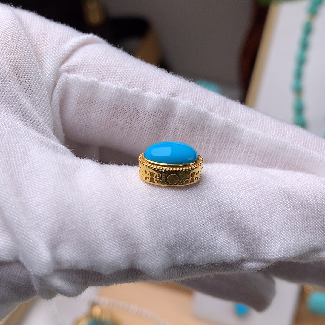 绿松石珠宝奇石18K金镶嵌