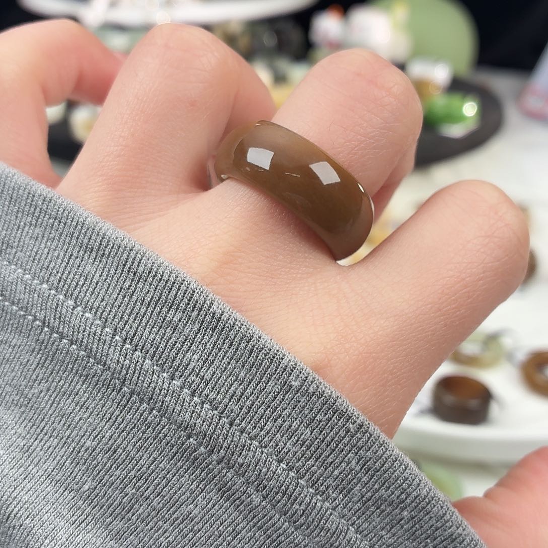 和田玉未镶嵌戒指S105红糖轮胎18.0