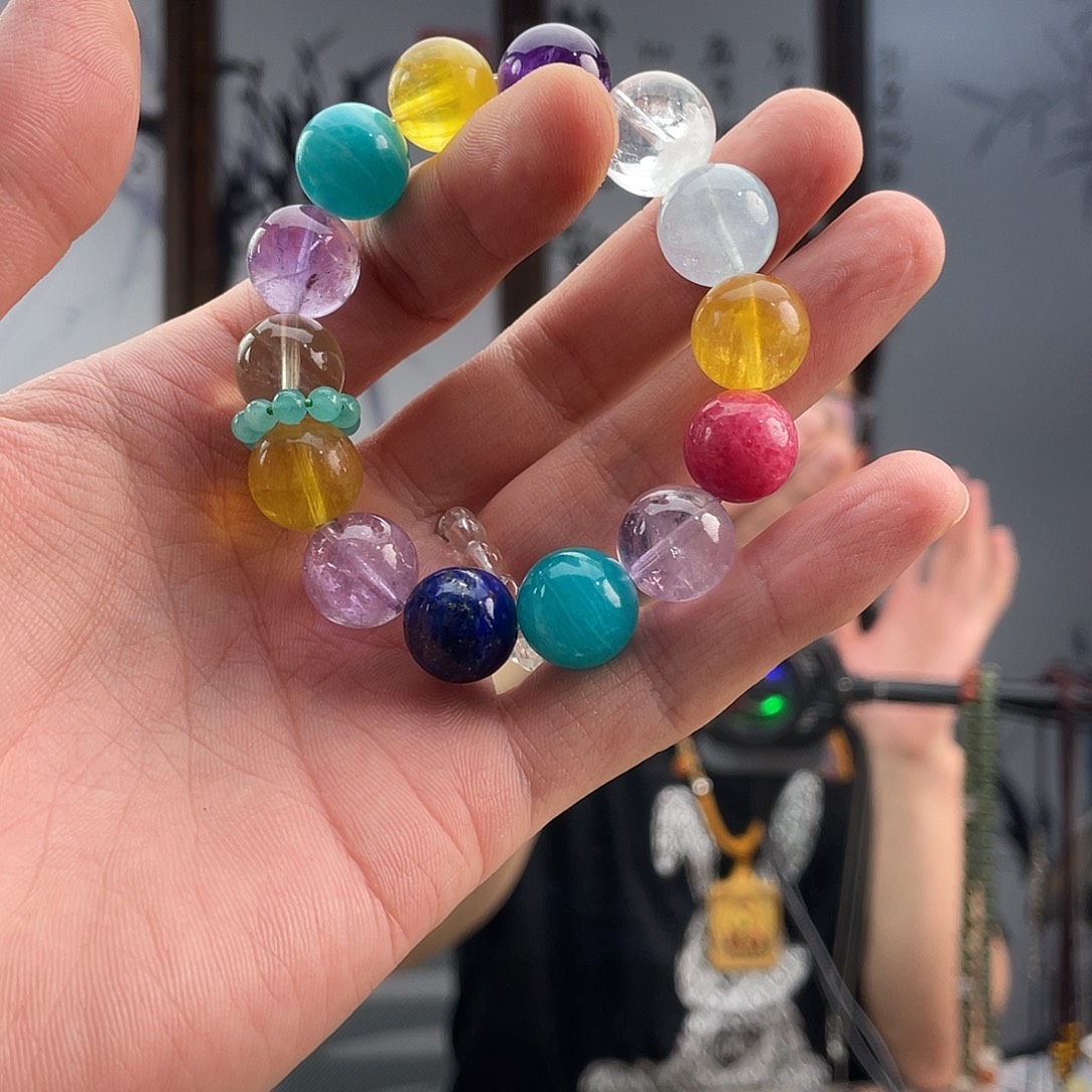未镶嵌手链水晶拍两件两颗天河石青金石多宝