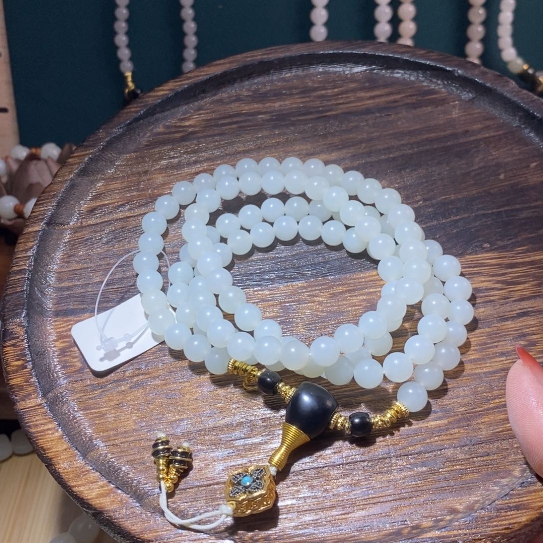 和田玉手串未镶嵌修*卡8米108