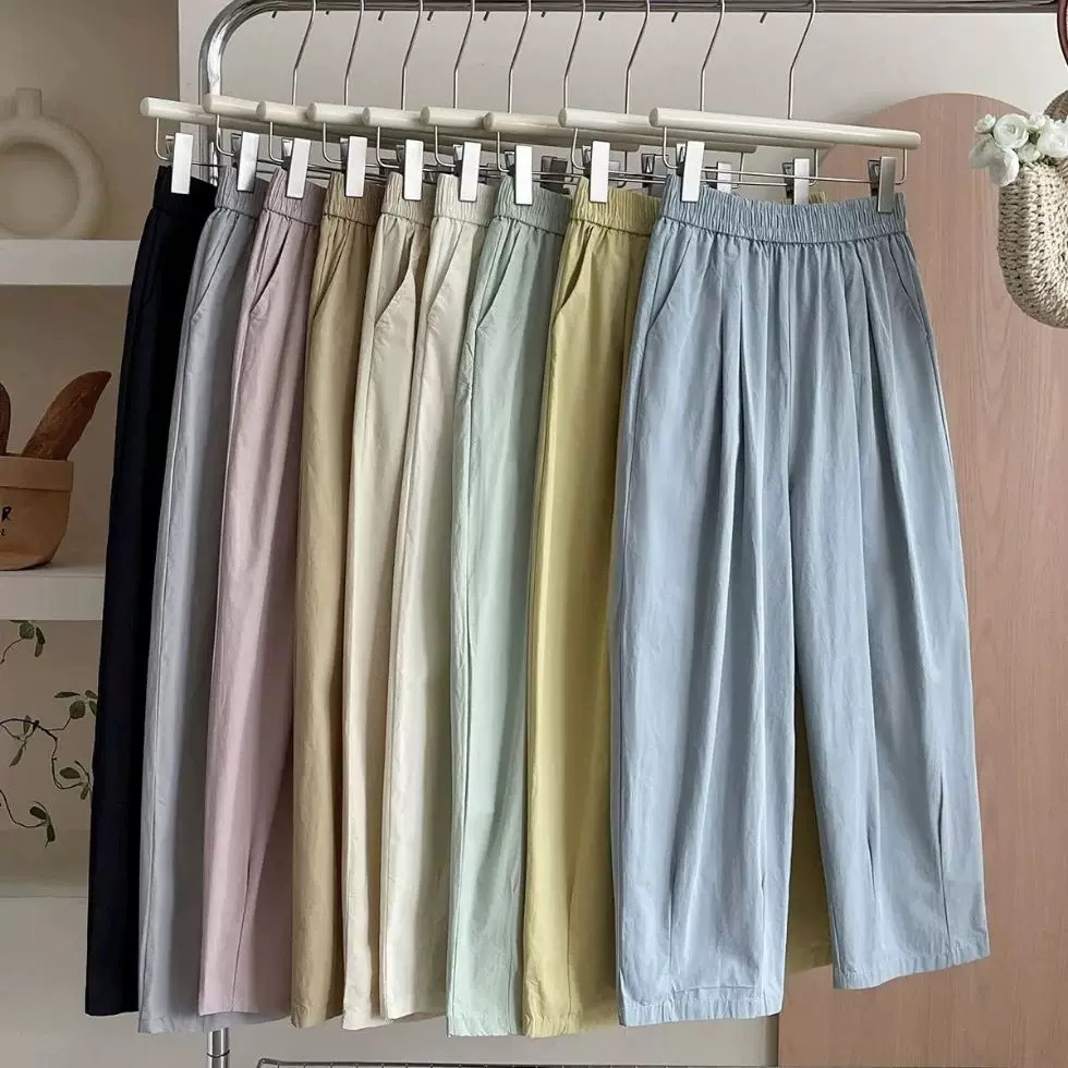 (奶盖) 日系纸片九分显瘦小个子慵懒气球裤子