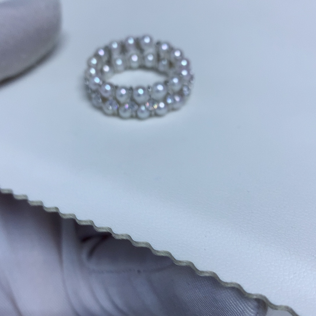 戒指淡水珍珠银S925镶嵌3-4