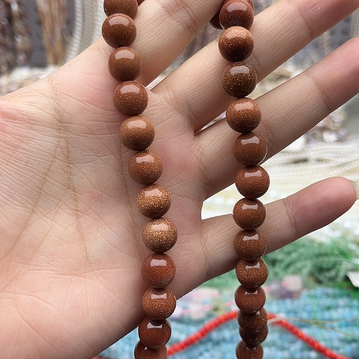 未镶嵌玛瑙/玉髓珠宝半成品一条10mm左右金沙石