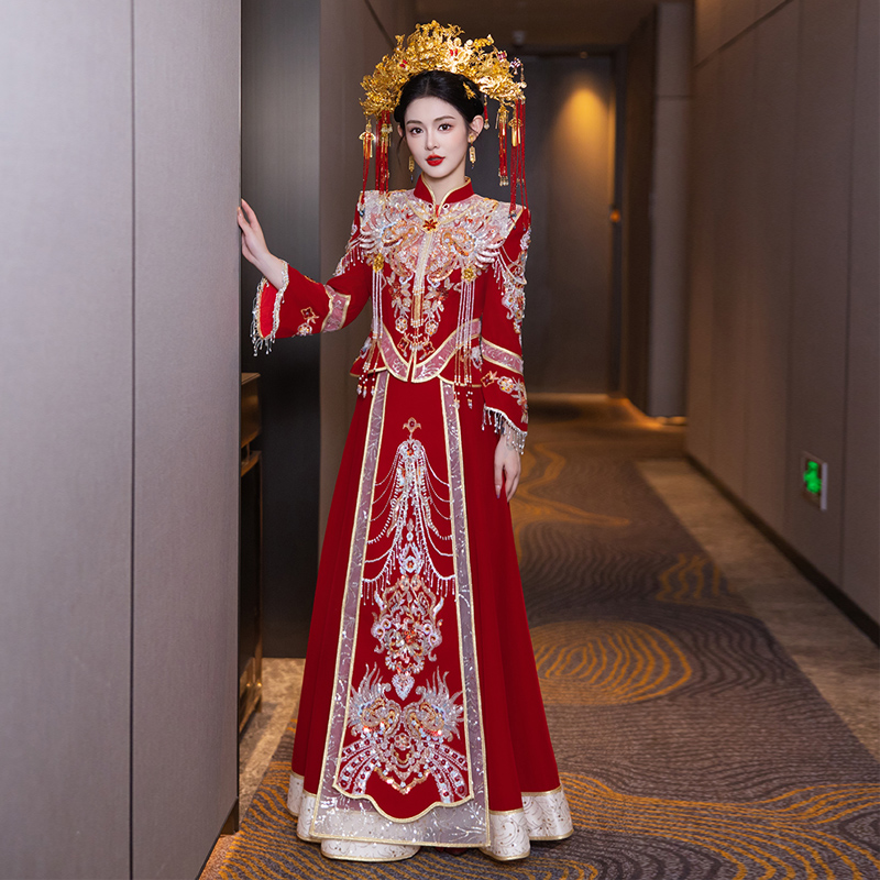 新娘秀禾服2025新款奢华敬酒服典雅中式嫁衣结婚礼服出阁服女重工