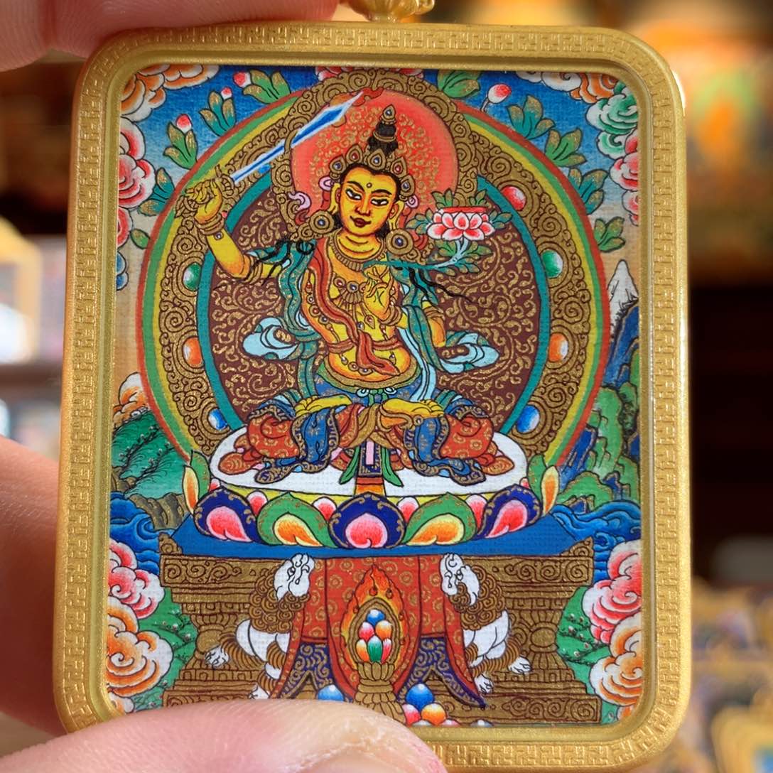 吊坠金****特热贡纯手绘唐卡文殊