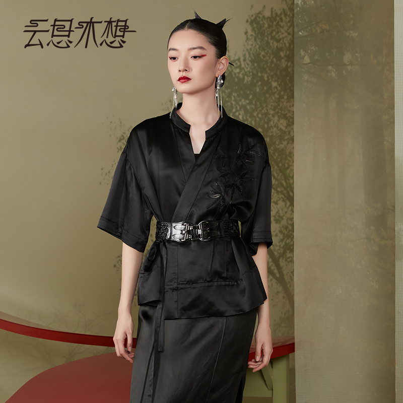 Ysimo-X云思木想新中式2024夏季新款绣花绑带上衣女外套11897