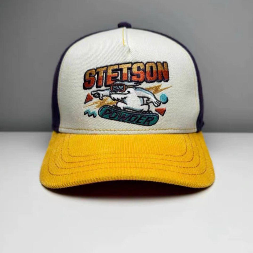 STETSON斯坦森滑雪图案卡车美式复古棒球帽黄色帽檐搭配紫色帽身