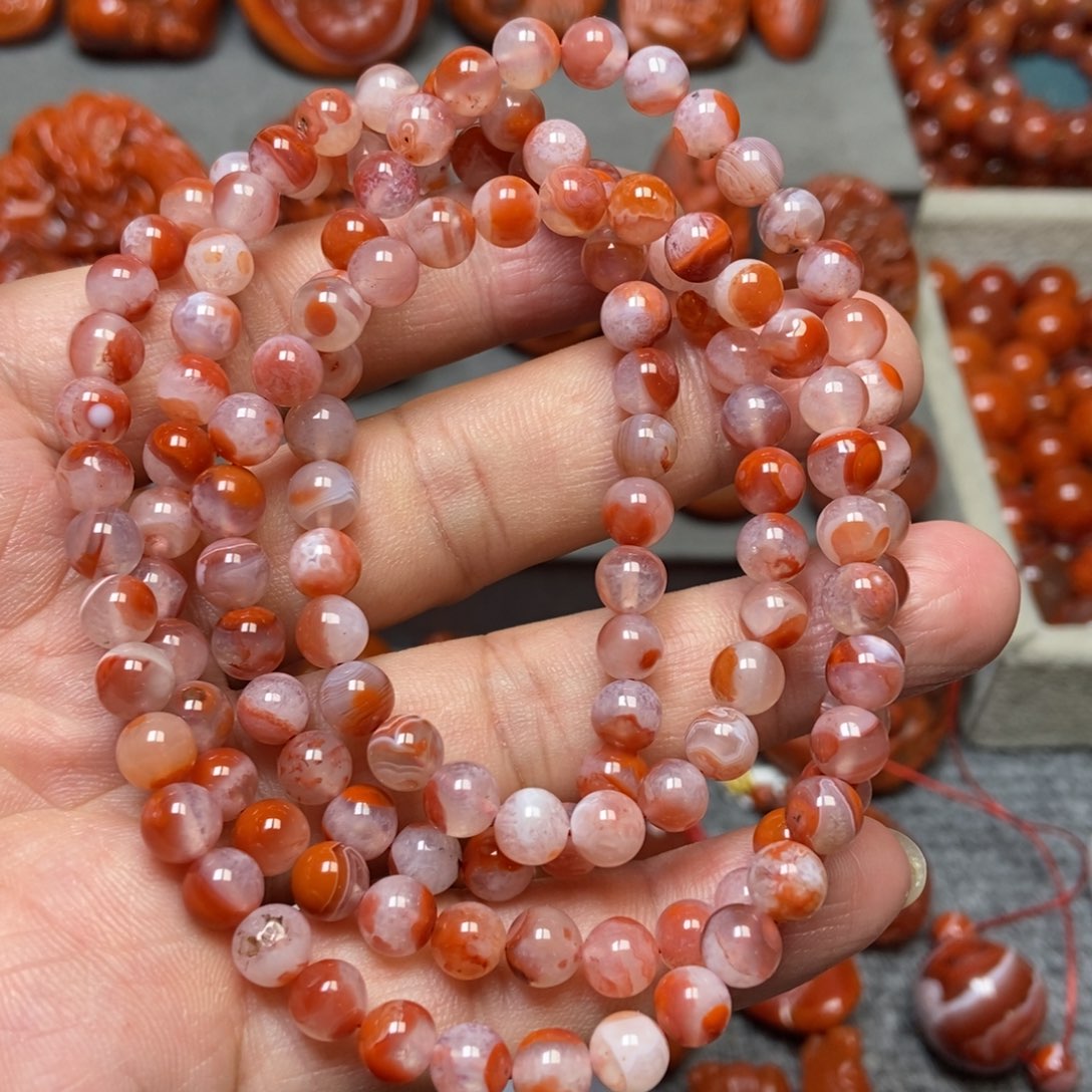 南红玛瑙未镶嵌手串6+mm