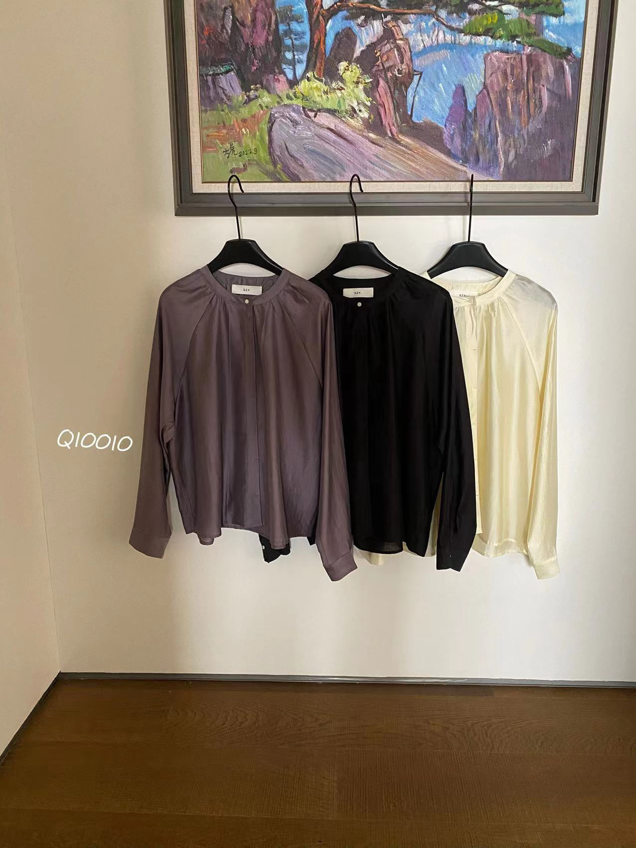 恩熙·春款新款宽松百搭圆领衬衫10010