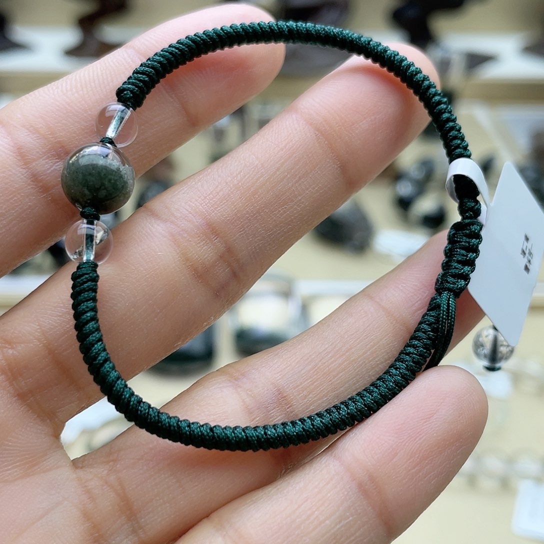手绳未镶嵌水晶大*，绿幽灵单珠手绳