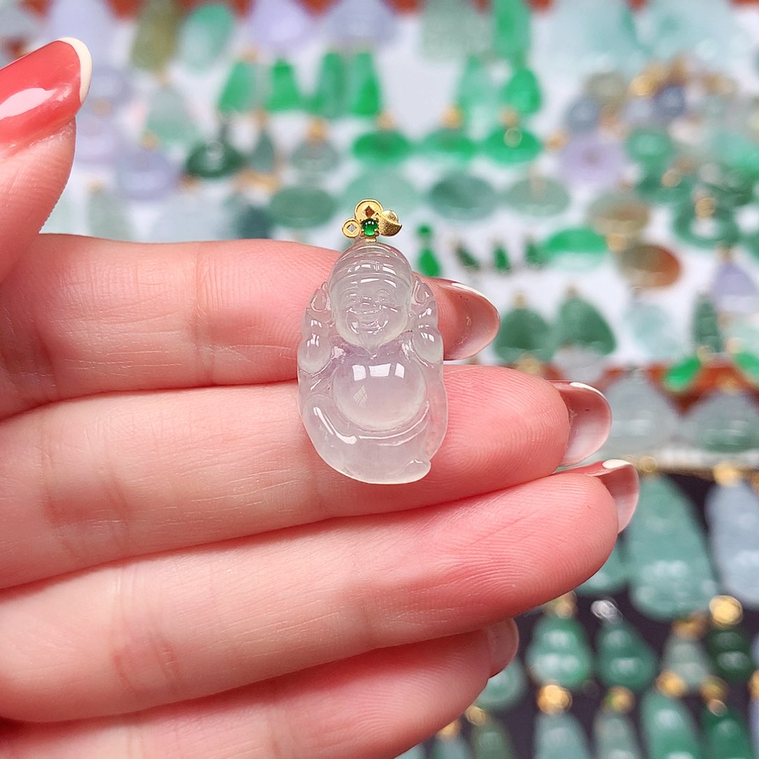 翡翠颈饰18K金镶嵌天然翡翠A货