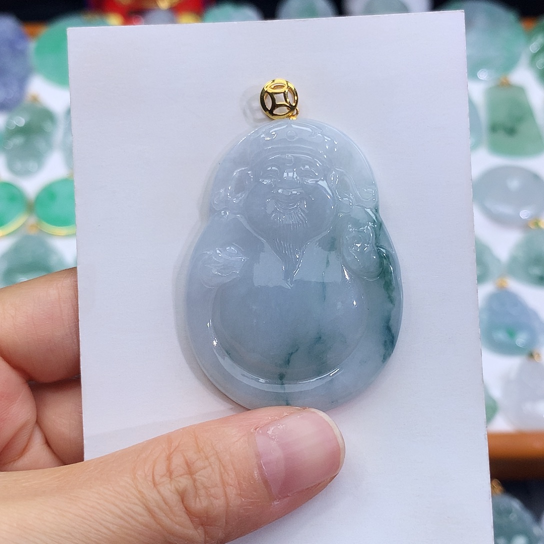 翡翠18K金镶嵌颈饰翡翠吊坠