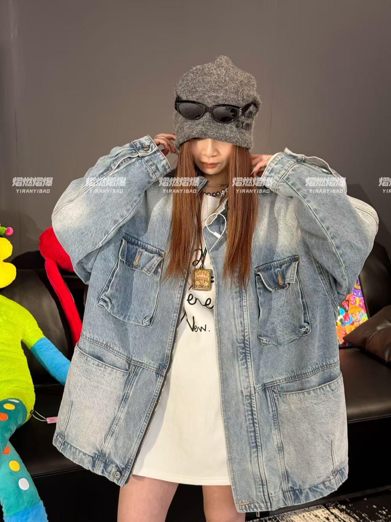 【口袋牛仔外套】水洗牛仔渐变上衣蓝色百搭韩版时尚情侣款牛仔衣