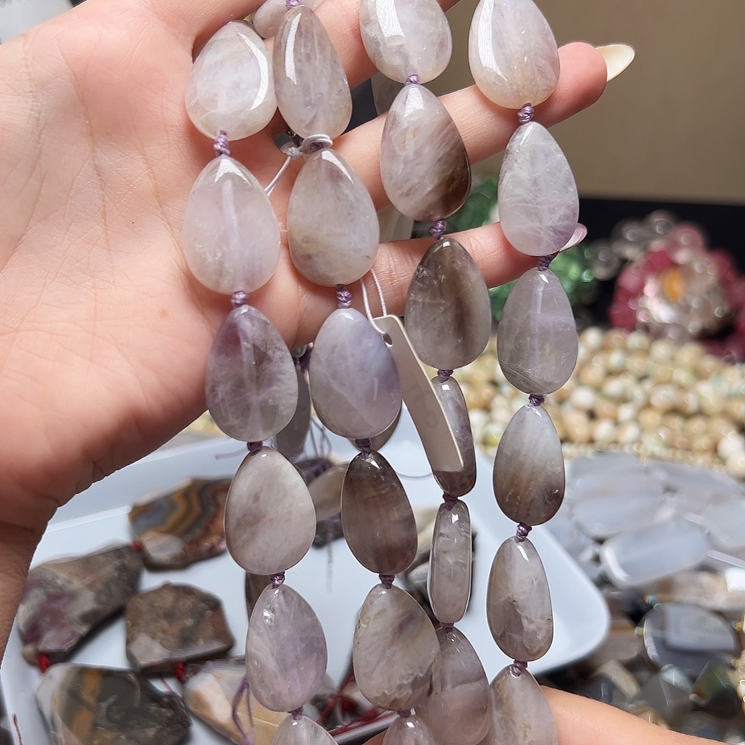 玛瑙/玉髓合金珠宝半成品w128 25*17m 紫水滴玛瑙一条