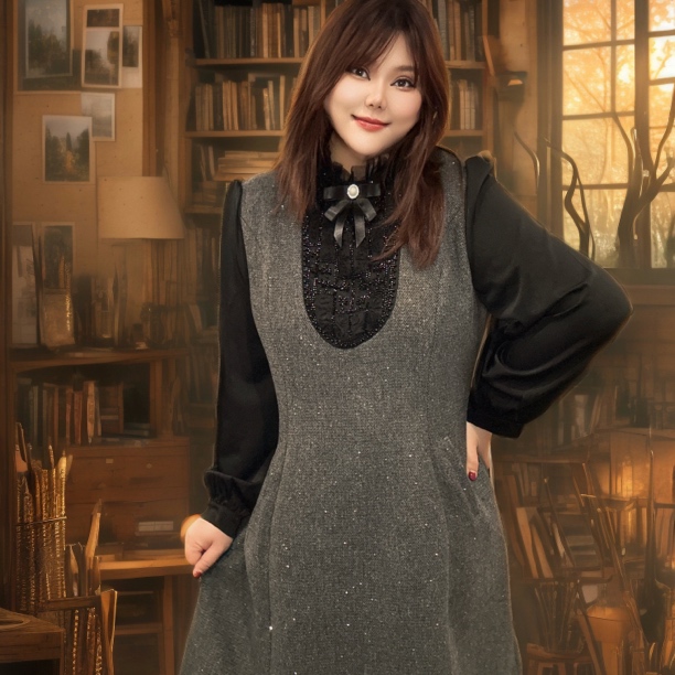 【贺新优选】冬日新款仙女蕾丝闪亮拼接显瘦高档连衣裙