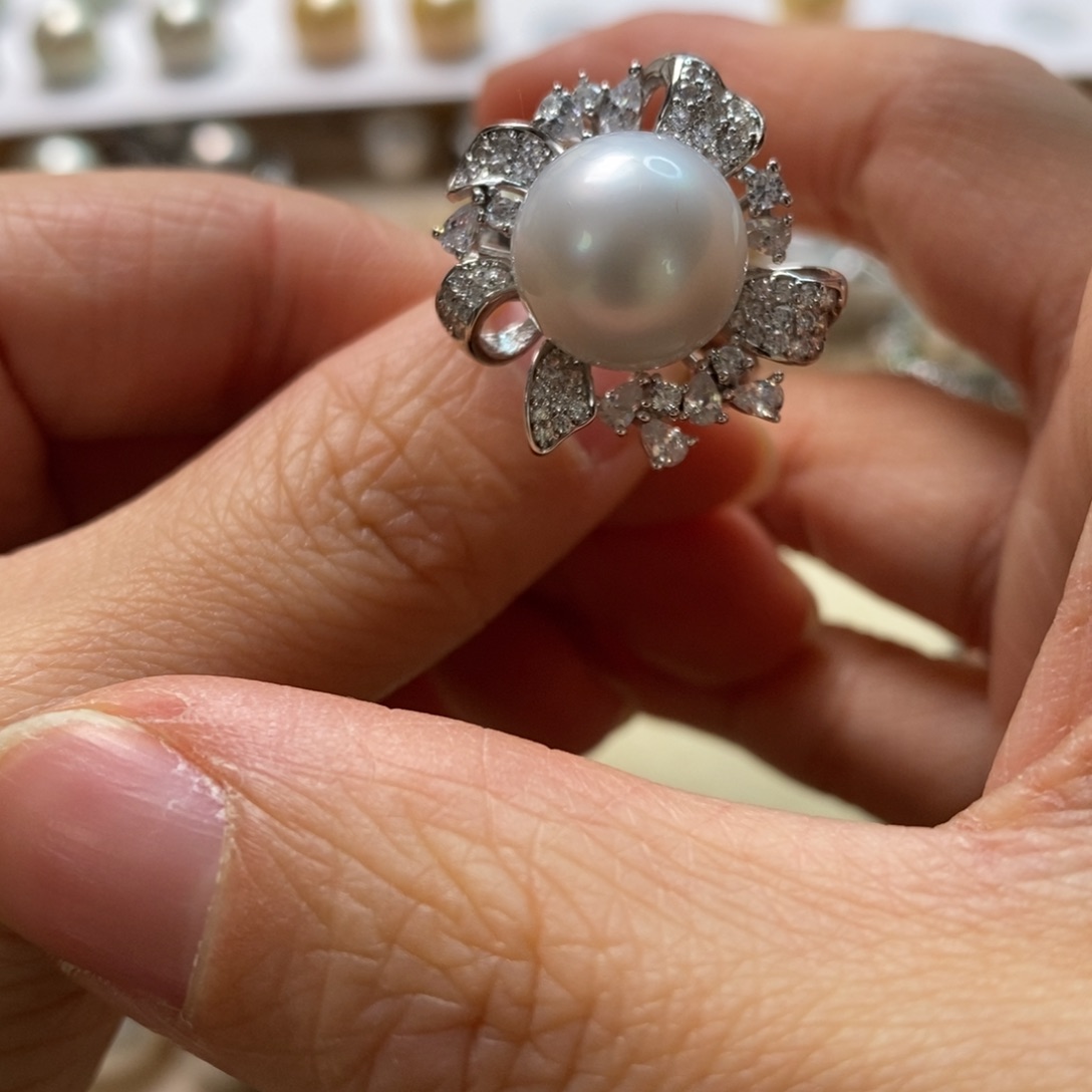 海水珍珠戒指银S925镶嵌