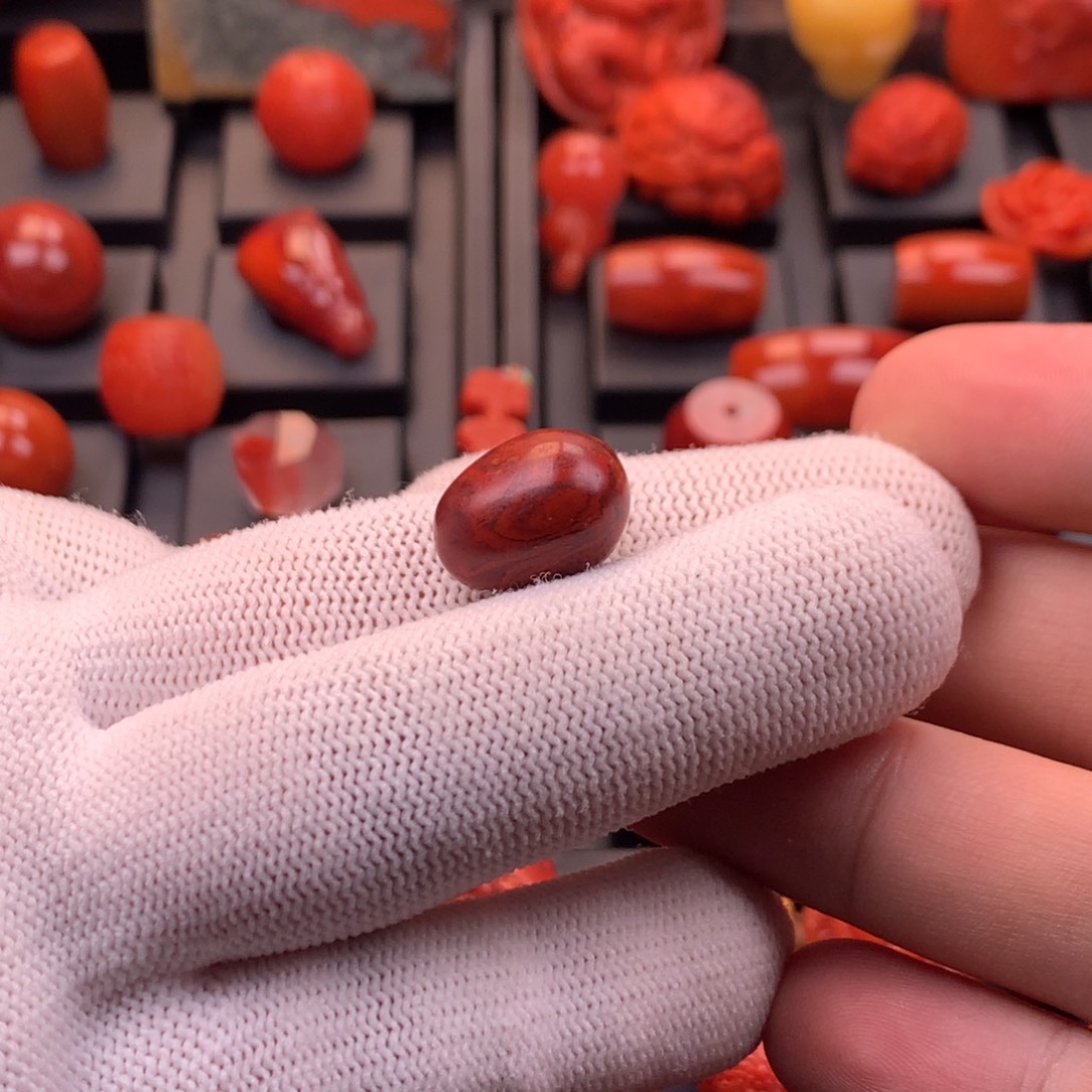 南红玛瑙未镶嵌【传仁】川料原矿鸡血包浆枣珠12mm*16mm