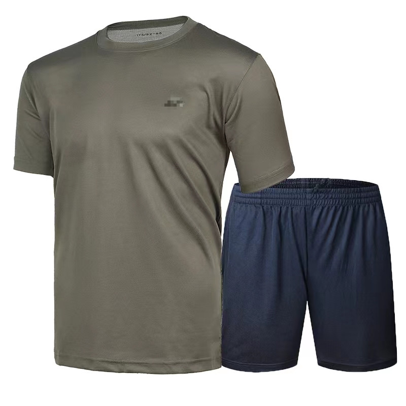 军绿色短袖体能服夏季速干体能训练服户外运动圆领T恤半短裤套装