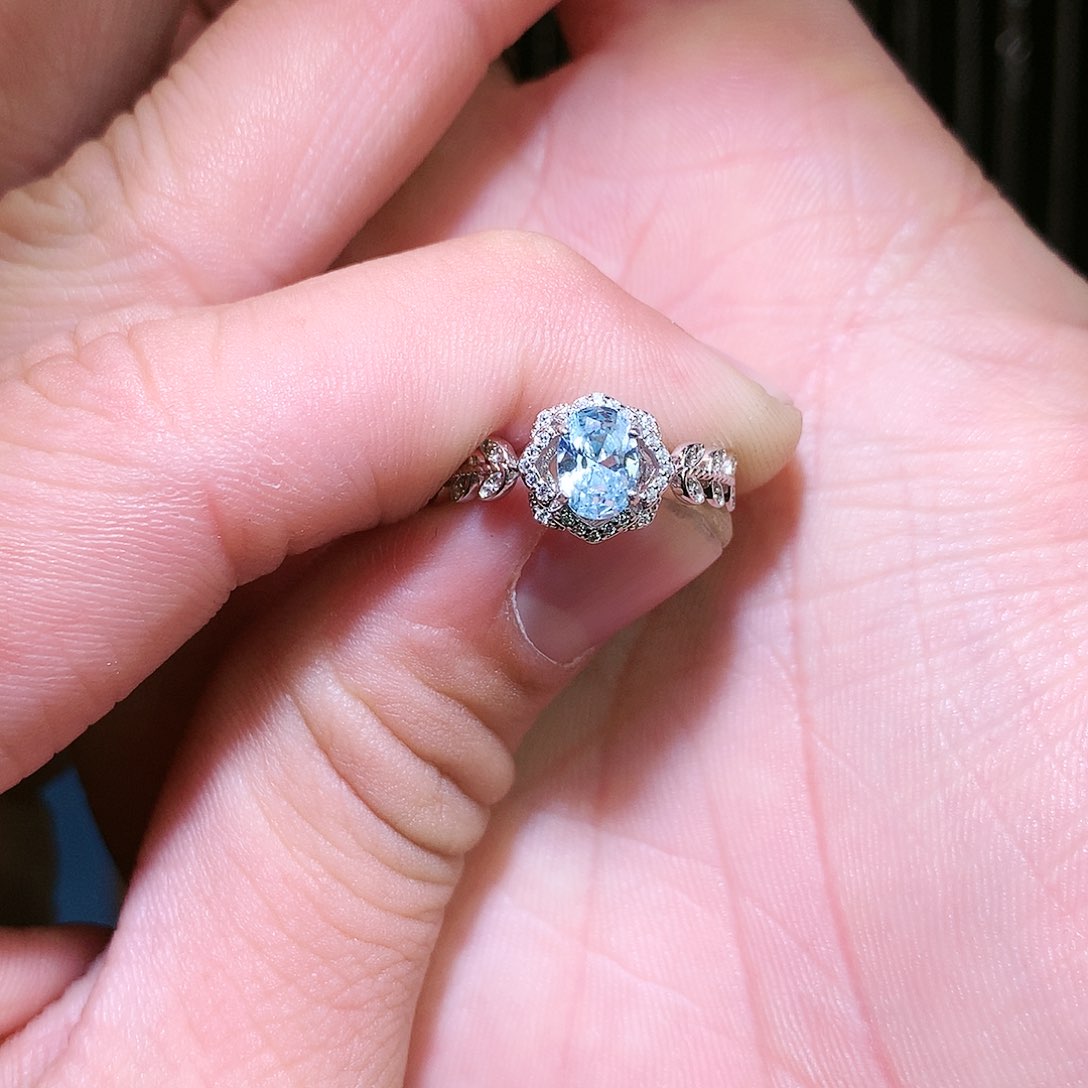 海蓝宝石戒圈银S925镶嵌