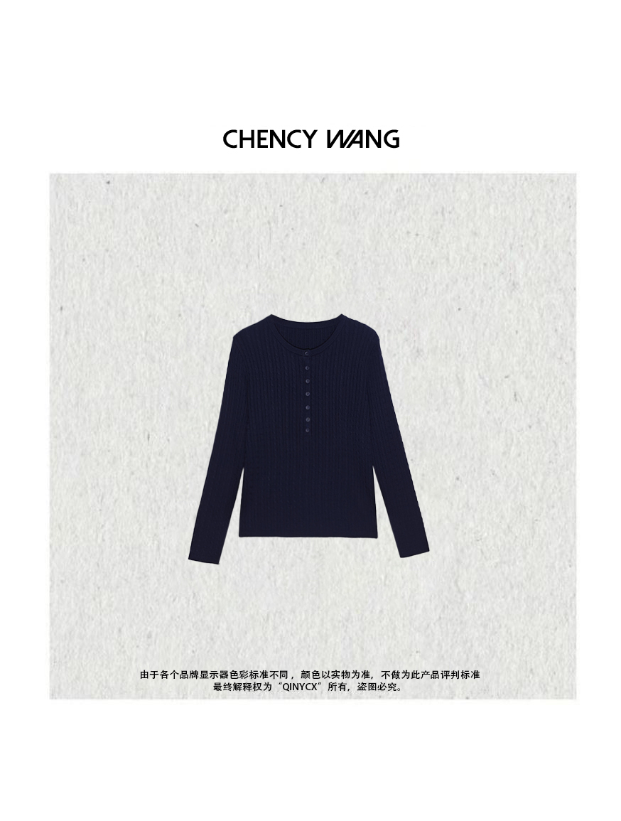 『CHENCY WANG』拉夫小马 秋冬设计款气质百搭羊毛显瘦修身针织衫