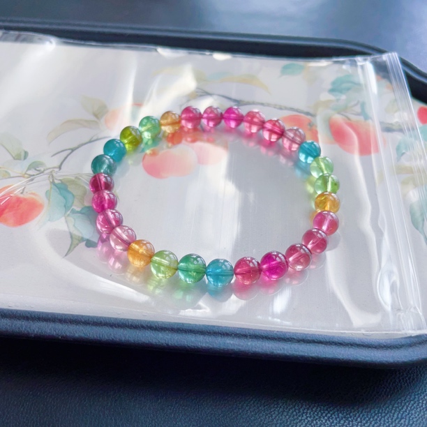 天然巴西老矿水晶糖果碧玺女款时尚百搭手链