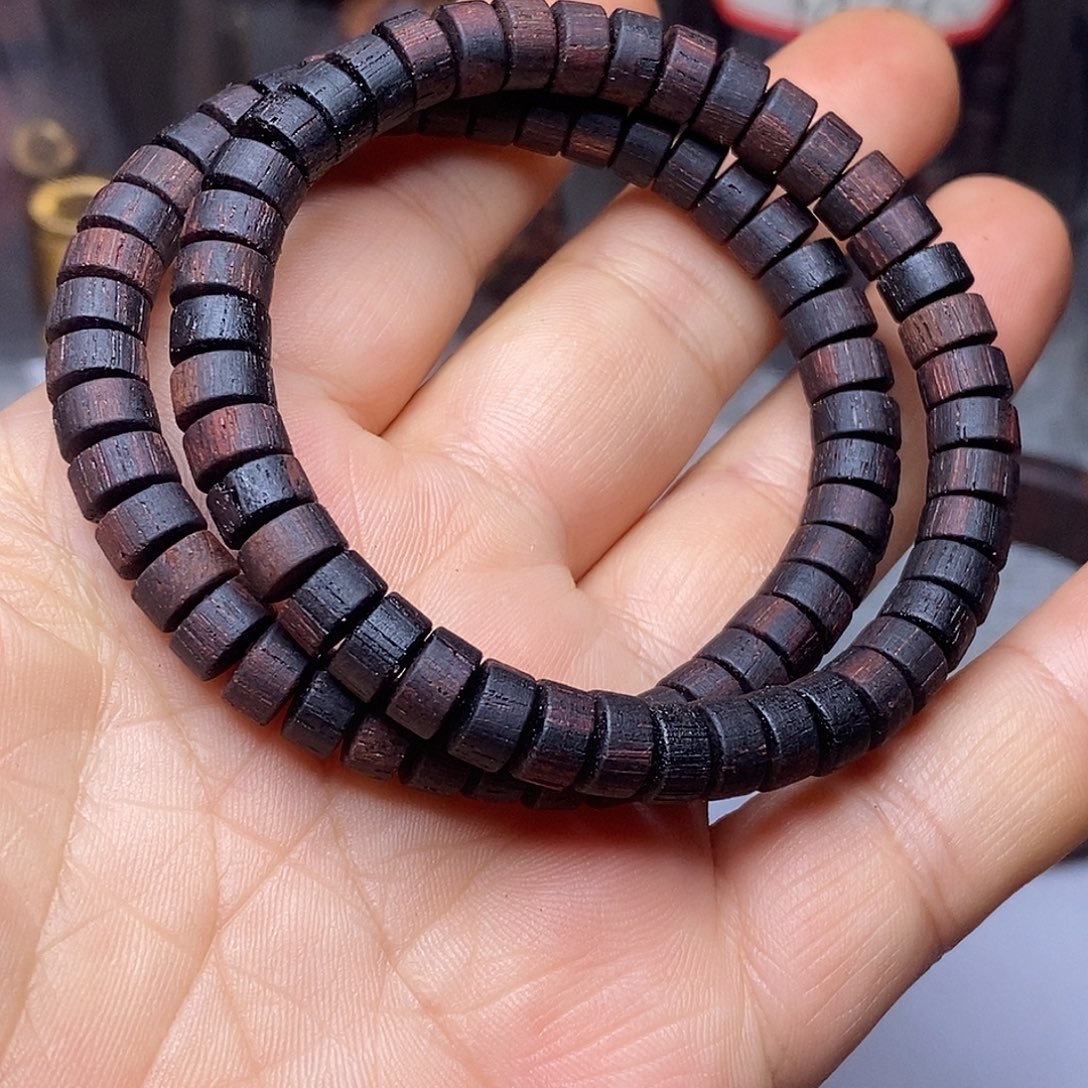 木缅甸小叶降真香4x7药片珠满油手串