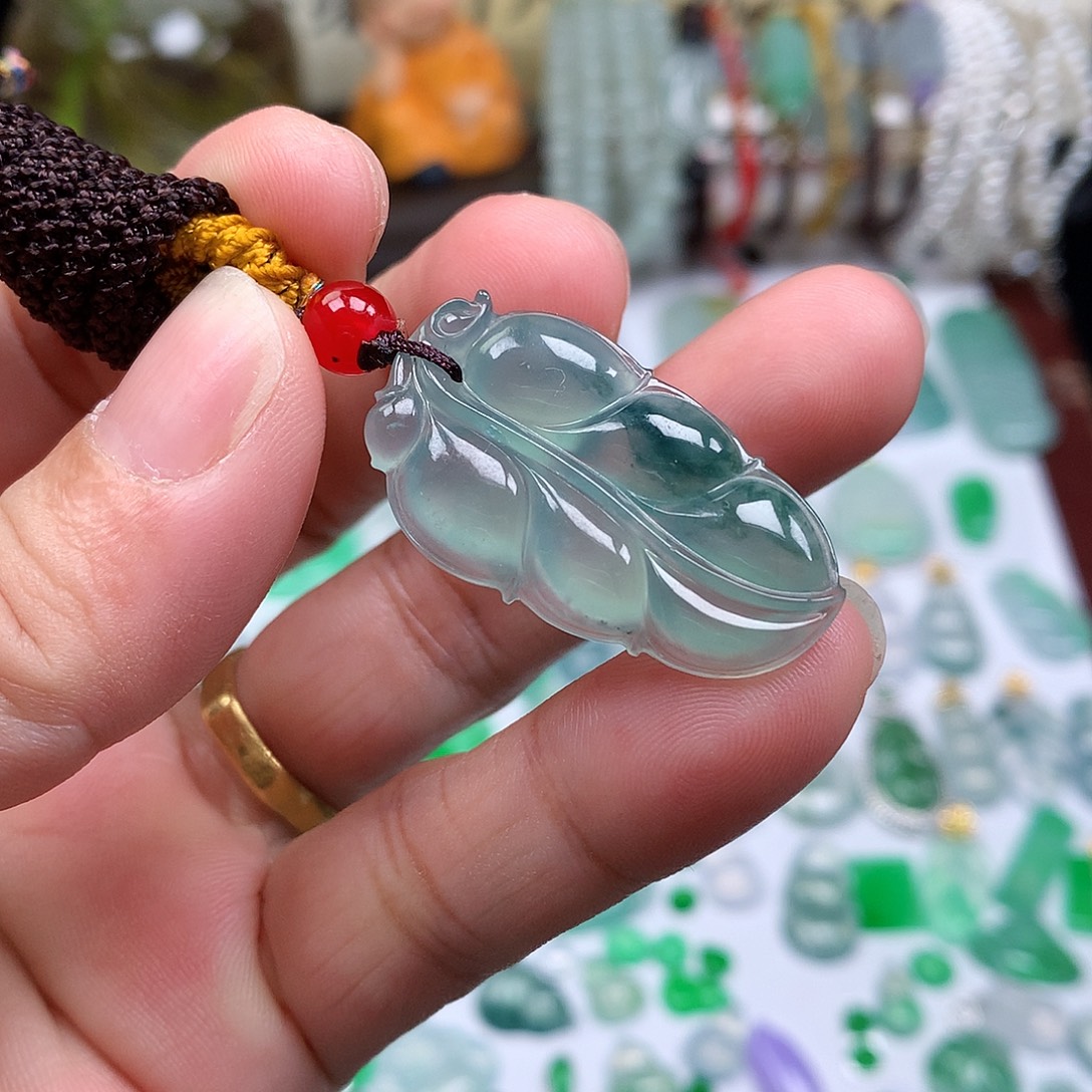 翡翠裸石缅甸天然A货翡翠冰种叶子