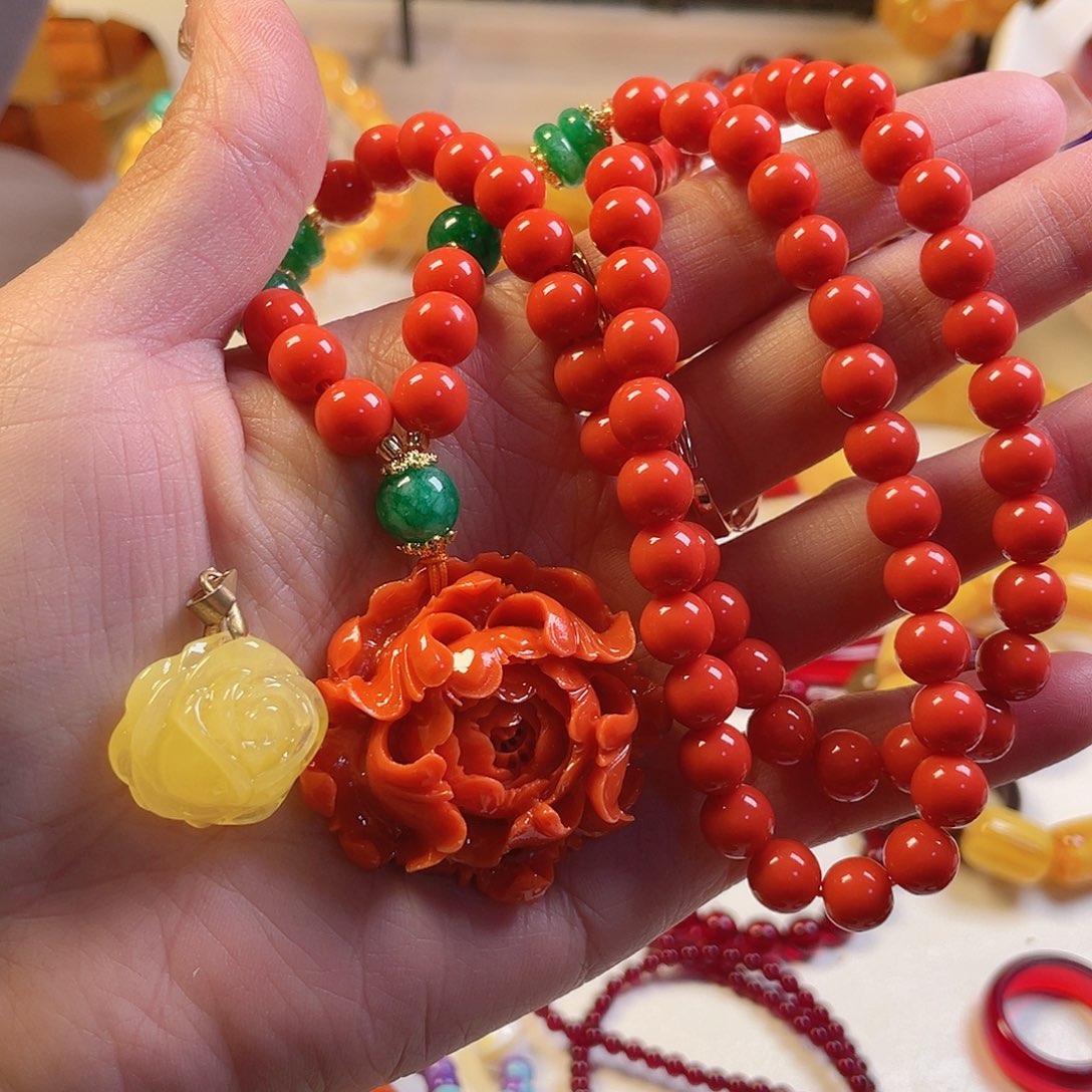 琥珀颈饰未镶嵌方*项链