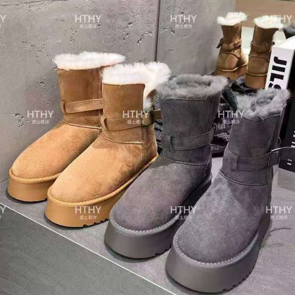 厚底加绒加厚一个鞋两种穿