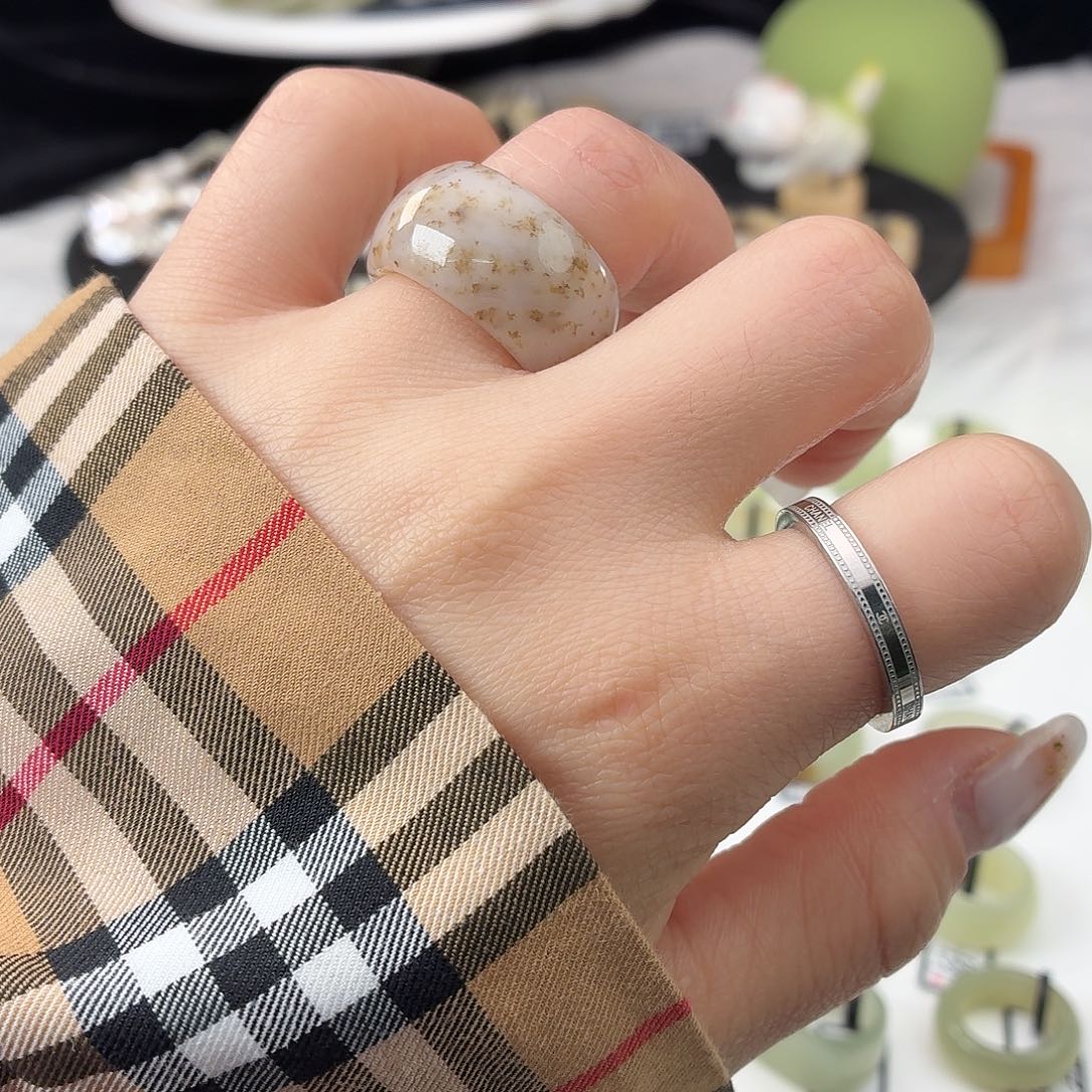 和田玉（糖玉）未镶嵌戒指S26桂花糖墩墩17.1