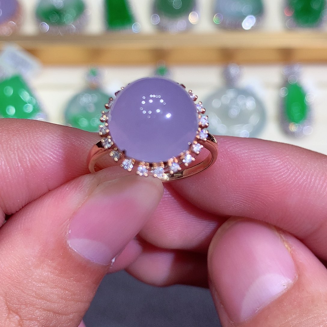 翡翠吊坠(不含链)18K金镶嵌